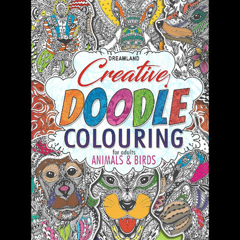 Creative doodle colouring for adults animals and birds